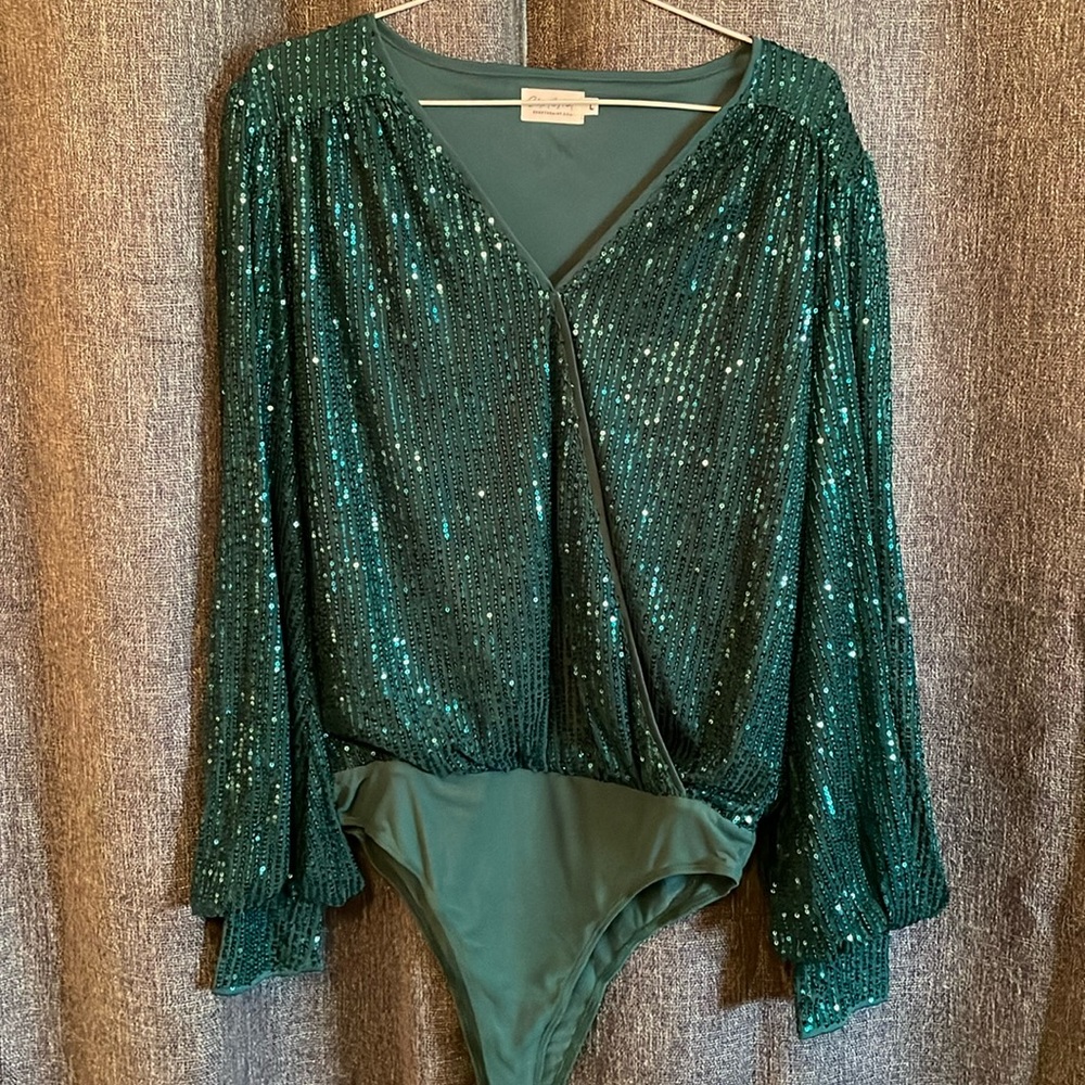 Green Sequin Body Suit
